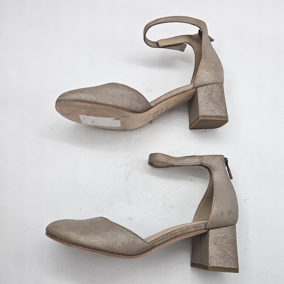 Eileen Fisher Indi Pump Heel Metallic Platinum Nubuck Leather –Size 8.5 - Picture 9 of 10